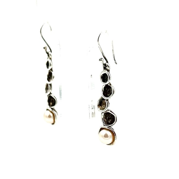 Vintage Sterling Silver Pearl Earrings HG Hagit Gorali Israel - Picture 5 of 10